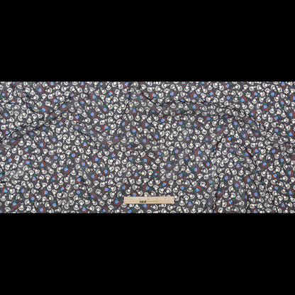 Famous NYC Designer Blackened Pearl, Jet Stream and Alaskan Blue Tossed Floral and Gingham Silk Georgette Full