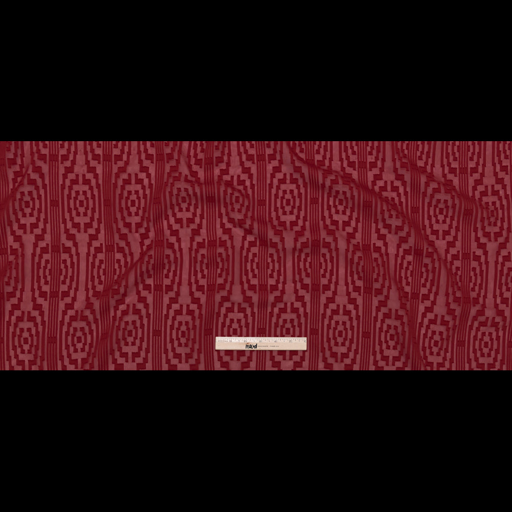Italian Chili Pepper Geometric Stripes Burnout Polyester Chiffon Full