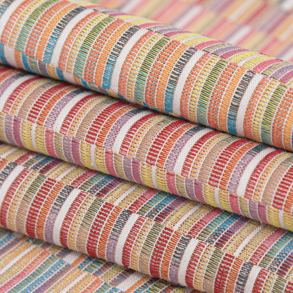 Rainbow Barcode Striped Cotton and Polyester Woven Folded