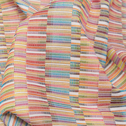 Rainbow Barcode Striped Cotton and Polyester Woven Detail