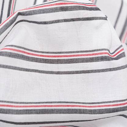 Italian Tomato Puree, White and Magnet Striped Cotton Voile Detail