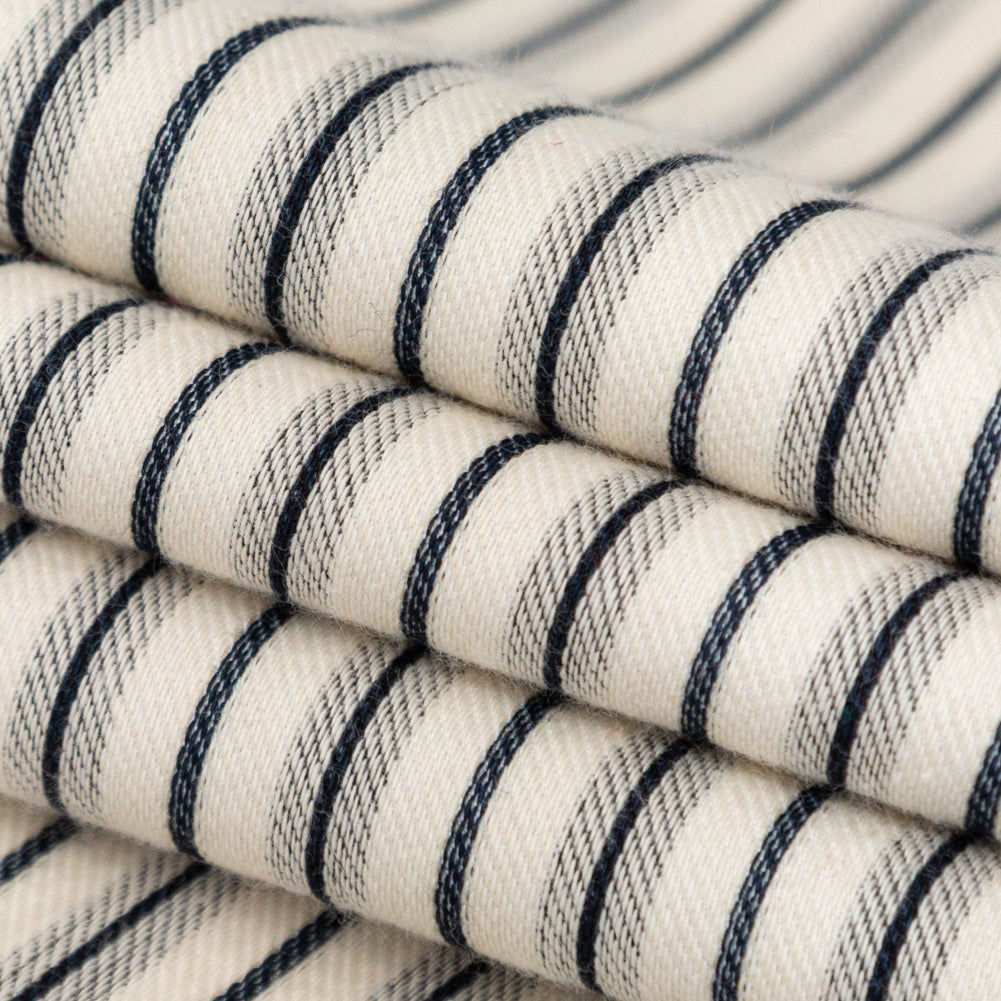 Italian Turtledove and Parisian Night Striped Stretch Twill Knit Folded