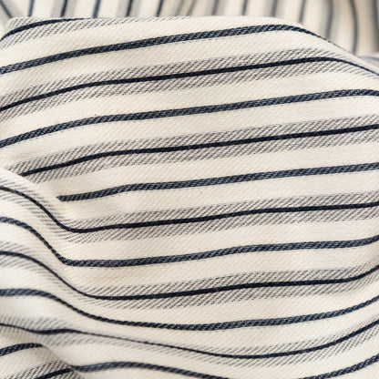 Italian Turtledove and Parisian Night Striped Stretch Twill Knit Detail