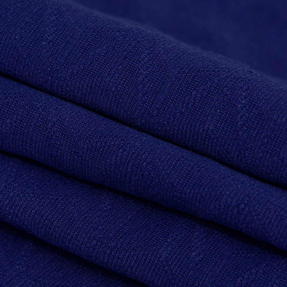 Italian Heathered Gray and Spectrum Blue Geometric Stretch Quilted Knit Coating Folded