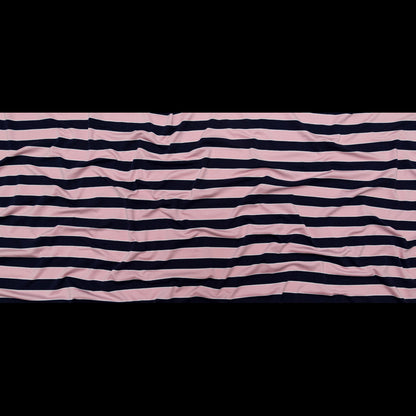 Cameo Pink and Evening Blue Awning Striped Polyester Jersey Full