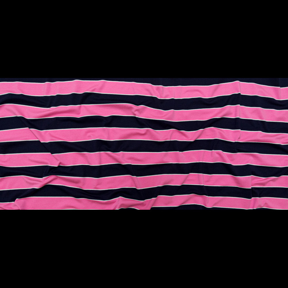 Wild Orchid and Evening Blue Awning Striped Polyester Jersey Full