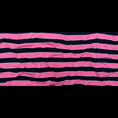 Wild Orchid and Evening Blue Awning Striped Polyester Jersey Full