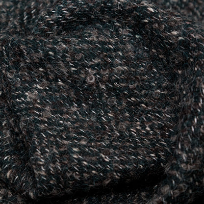Deep Forest, Raven and Bone White Herringbone Boucle Wool Tweed Detail