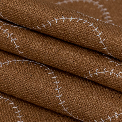 Cashew and Brilliant White Ogee Stitched Raw Silk Matka Folded