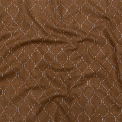 Cashew and Brilliant White Ogee Stitched Raw Silk Matka