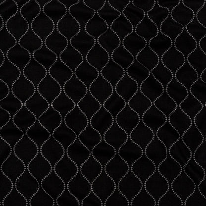 Raven and Brilliant White Ogee Stitched Raw Silk Matka