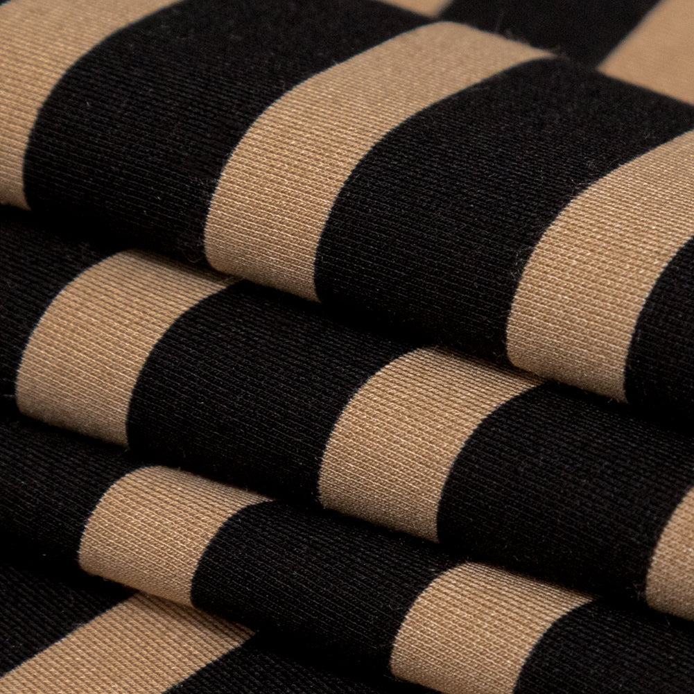Tan and Black Striped Printed Double Knit Folded