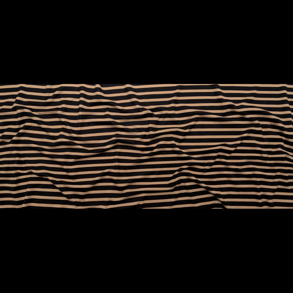 Tan and Black Striped Printed Double Knit Full