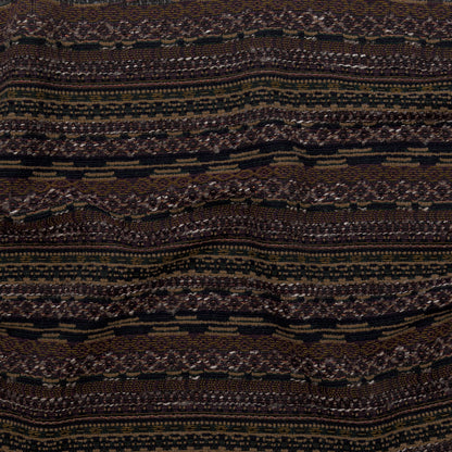 Dull Gold, Italian Plum and Hunter Green Striped Wool Tweed with Metallic Bronze Accents
