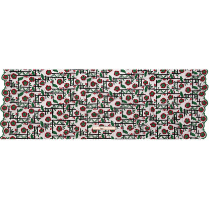 Famous NYC Designer Goji Berry and Jolly Green 3D Gridded Floral Lace with Scalloped Edges Full