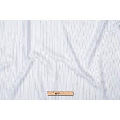 Premium White Twill Cotton Shirting with Red and Blue Tattersall Stripes Full