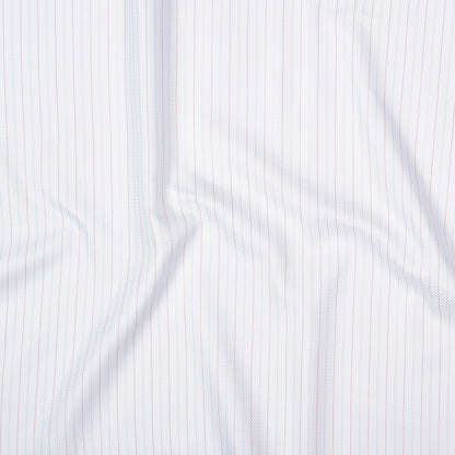 Premium White Twill Cotton Shirting with Red and Blue Tattersall Stripes