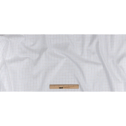 Premium Blue, Black and White Medium Graph Check Twill Cotton Shirting Full