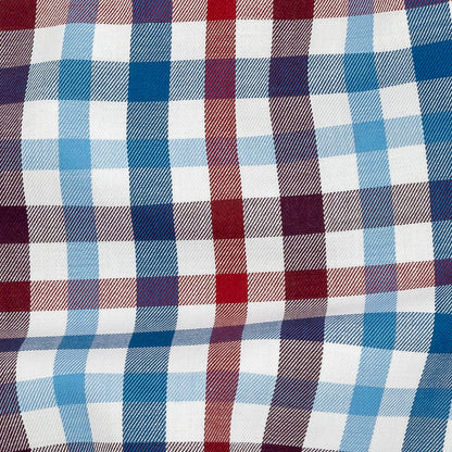 Premium Red, White and Blue Plaid Twill Cotton Shirting Detail