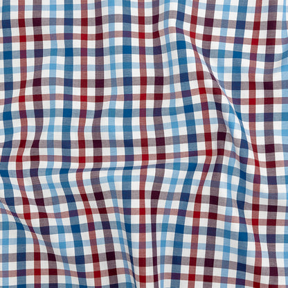 Premium Red, White and Blue Plaid Twill Cotton Shirting
