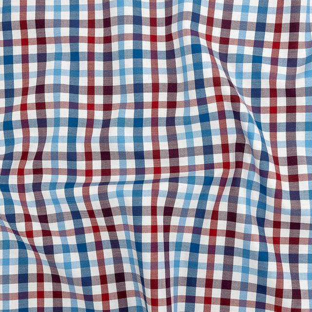 Premium Red, White and Blue Plaid Twill Cotton Shirting
