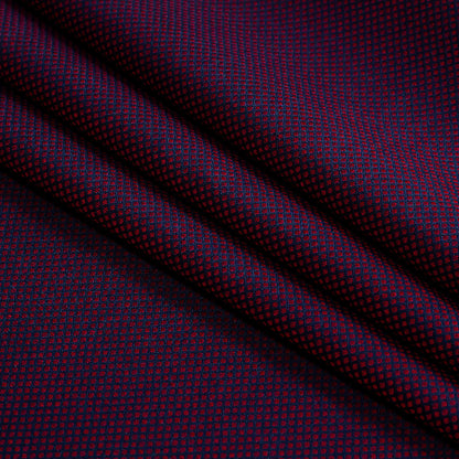Premium Maroon and Navy Diamond Spotted Jacquard Cotton Shirting Folded