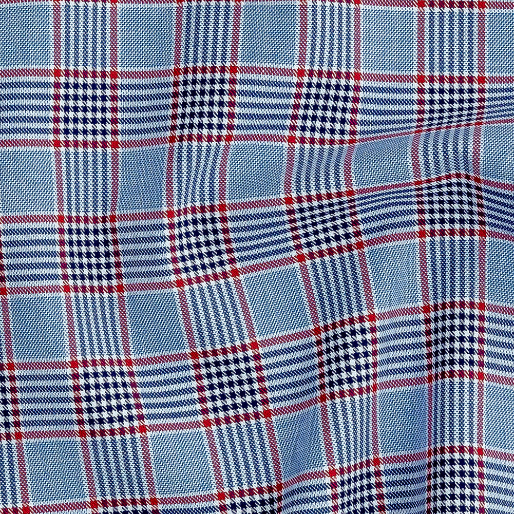 Premium Blue Ribbon and Red Plaid Cotton Shirting Detail