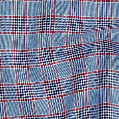 Premium Blue Ribbon and Red Plaid Cotton Shirting Detail