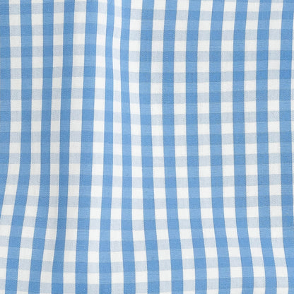Premium Vista Blue and White Gingham Cotton Shirting Detail