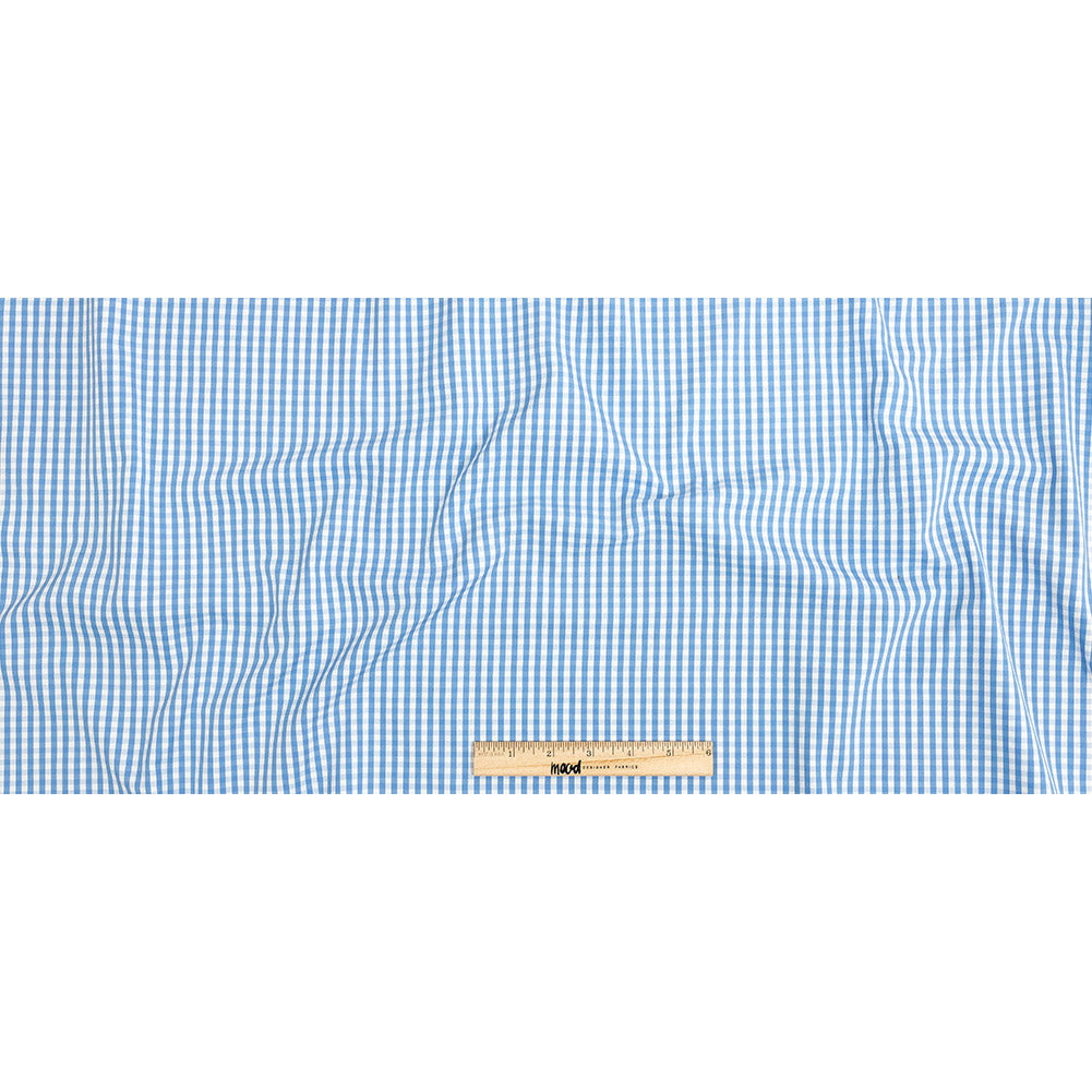Premium Vista Blue and White Gingham Cotton Shirting Full