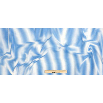 Premium Vista Blue and White Gingham Cotton Shirting Full