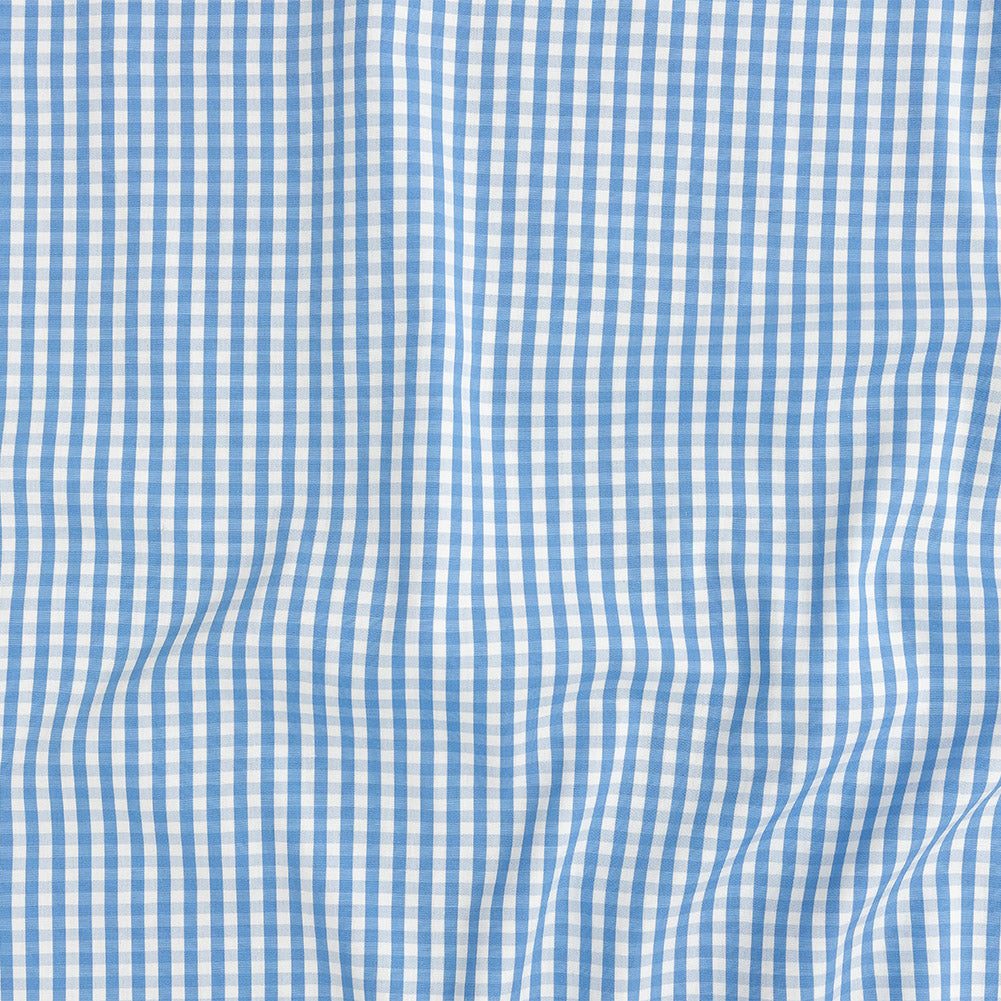 Premium Vista Blue and White Gingham Cotton Shirting