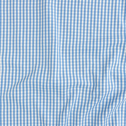 Premium Vista Blue and White Gingham Cotton Shirting