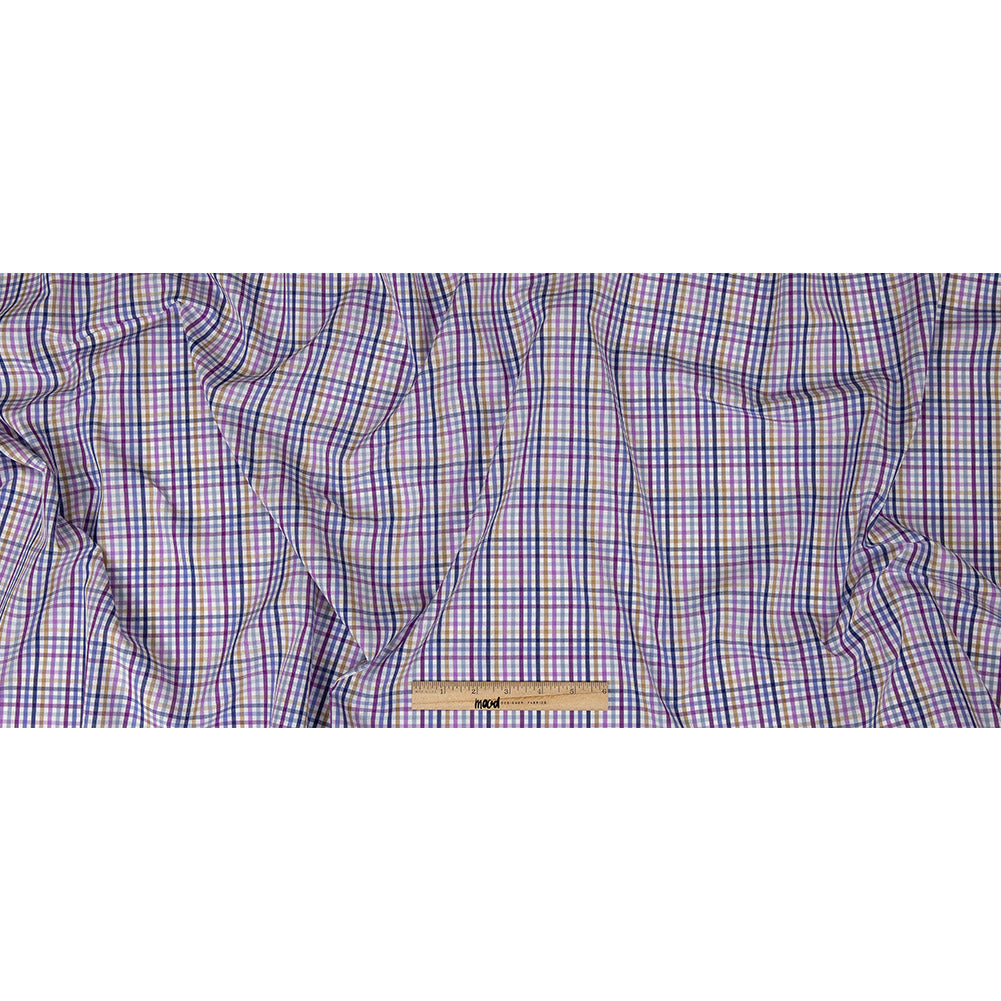 Premium Purple, Blue and Gold Plaid Cotton Shirting Full