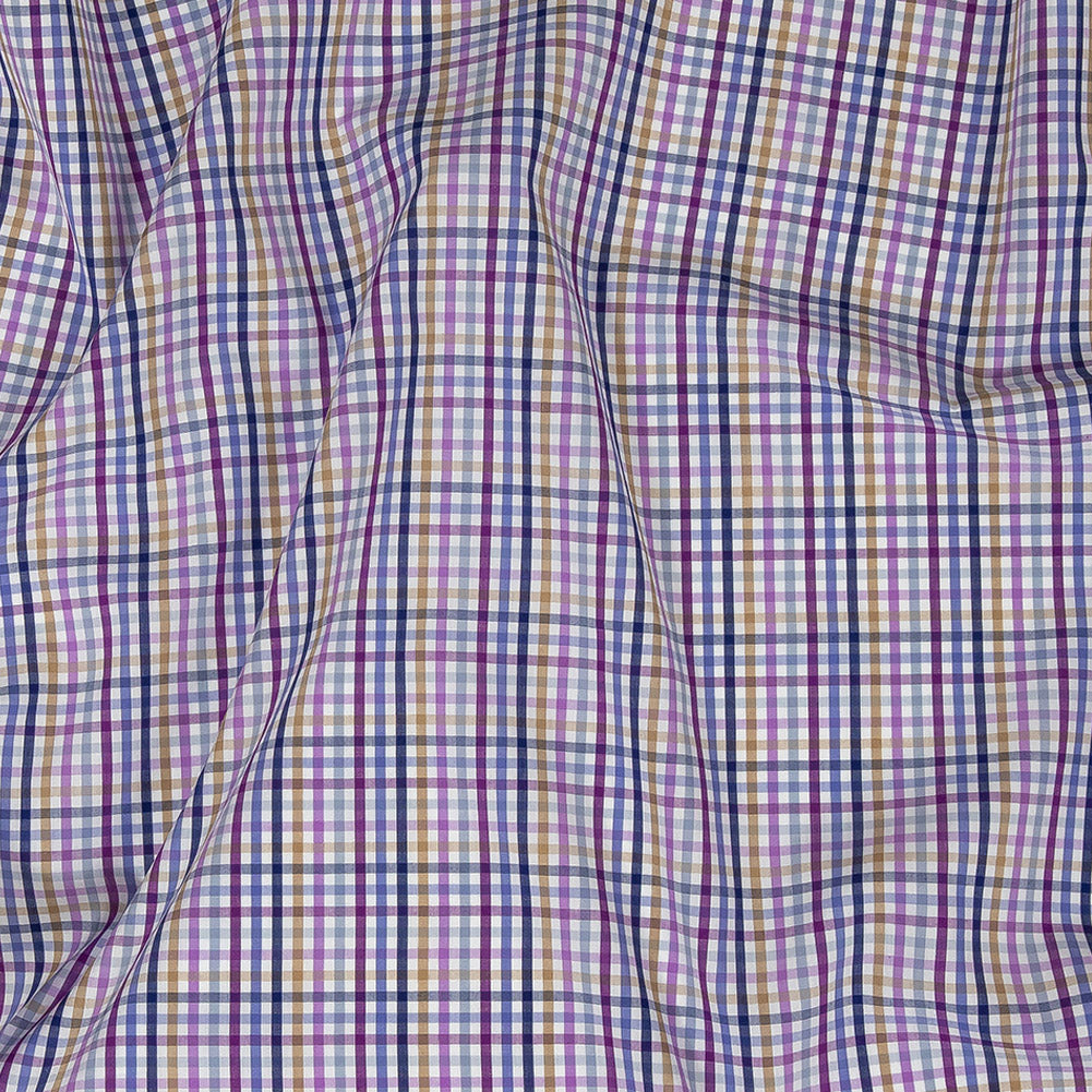 Premium Purple, Blue and Gold Plaid Cotton Shirting
