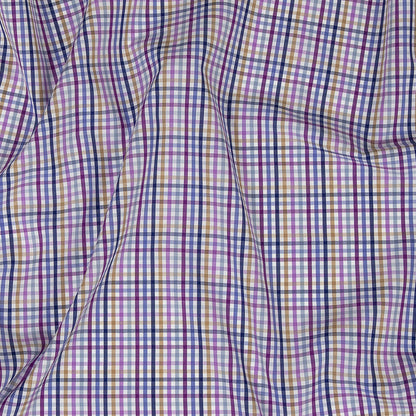 Premium Purple, Blue and Gold Plaid Cotton Shirting
