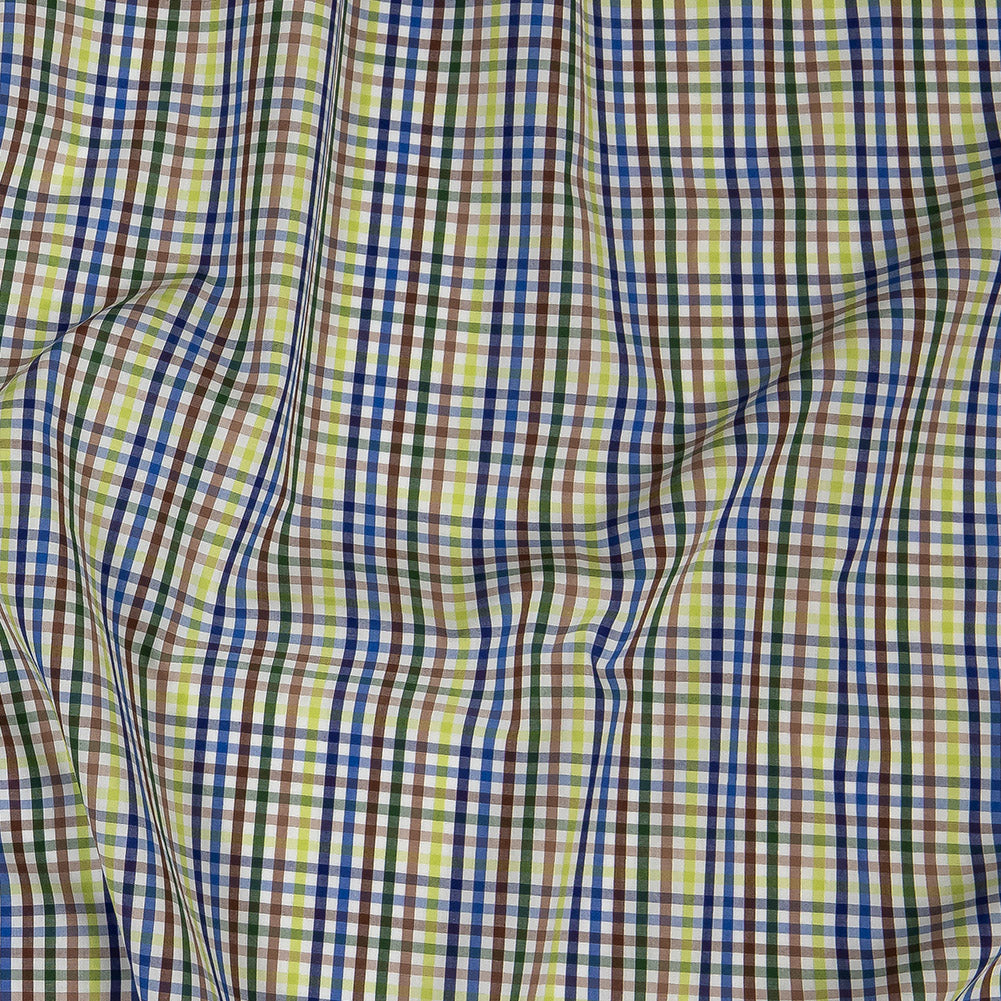 Premium Green, Blue and Brown Plaid Cotton Shirting