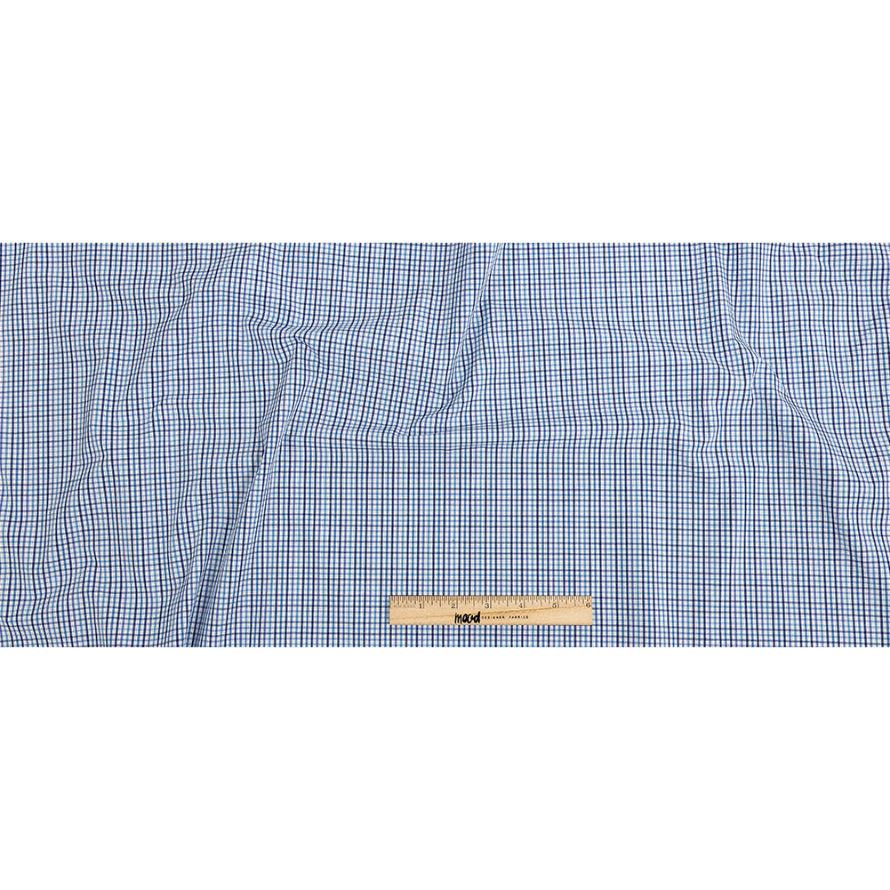 Premium Gradient Blues Minute Plaid Cotton Shirting Full