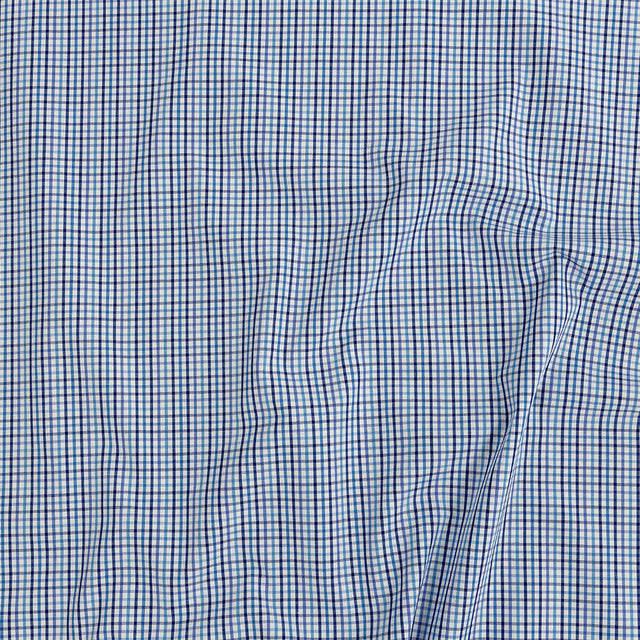 Premium Gradient Blues Minute Plaid Cotton Shirting