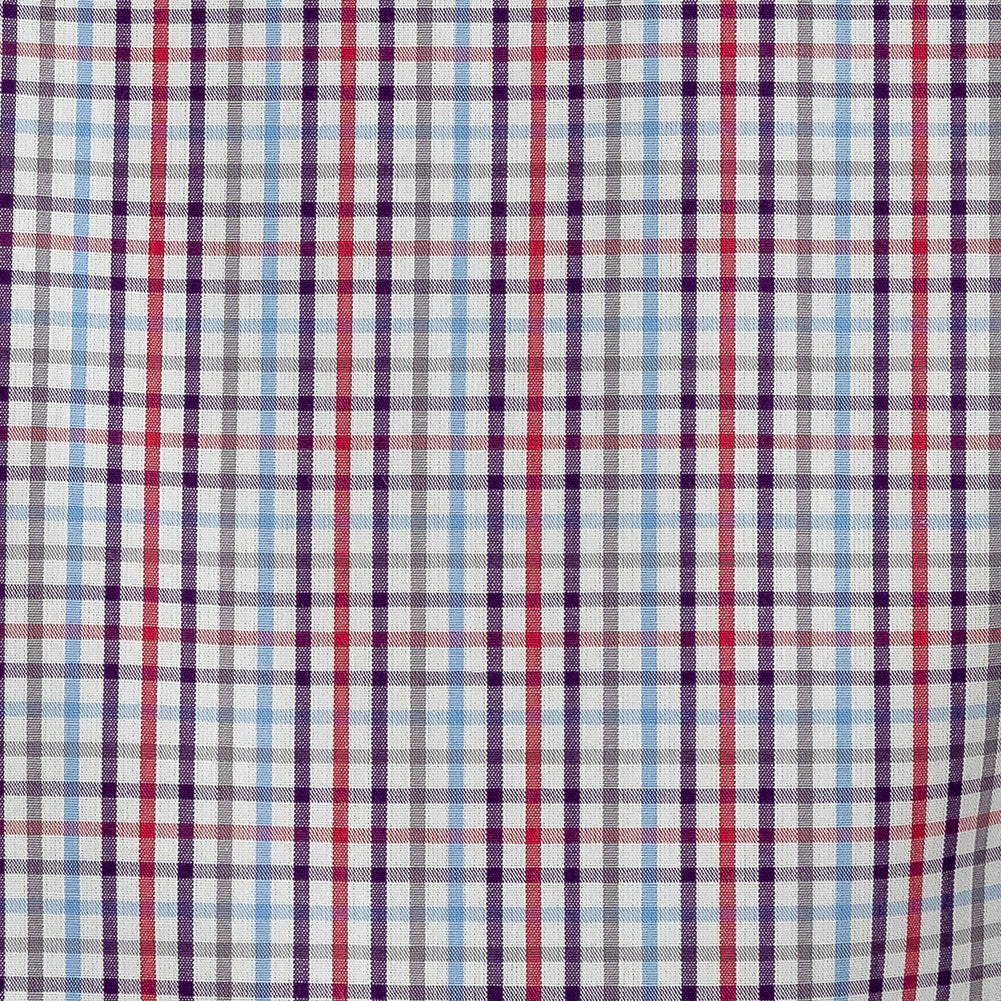 Premium Red, Blue and Gray Minute Plaid Cotton Shirting Detail