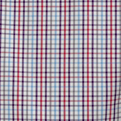 Premium Red, Blue and Gray Minute Plaid Cotton Shirting Detail