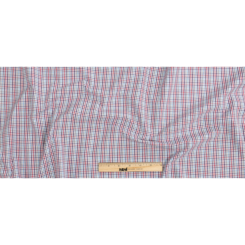 Premium Red, Blue and Gray Minute Plaid Cotton Shirting Full