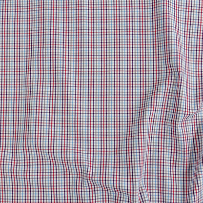 Premium Red, Blue and Gray Minute Plaid Cotton Shirting