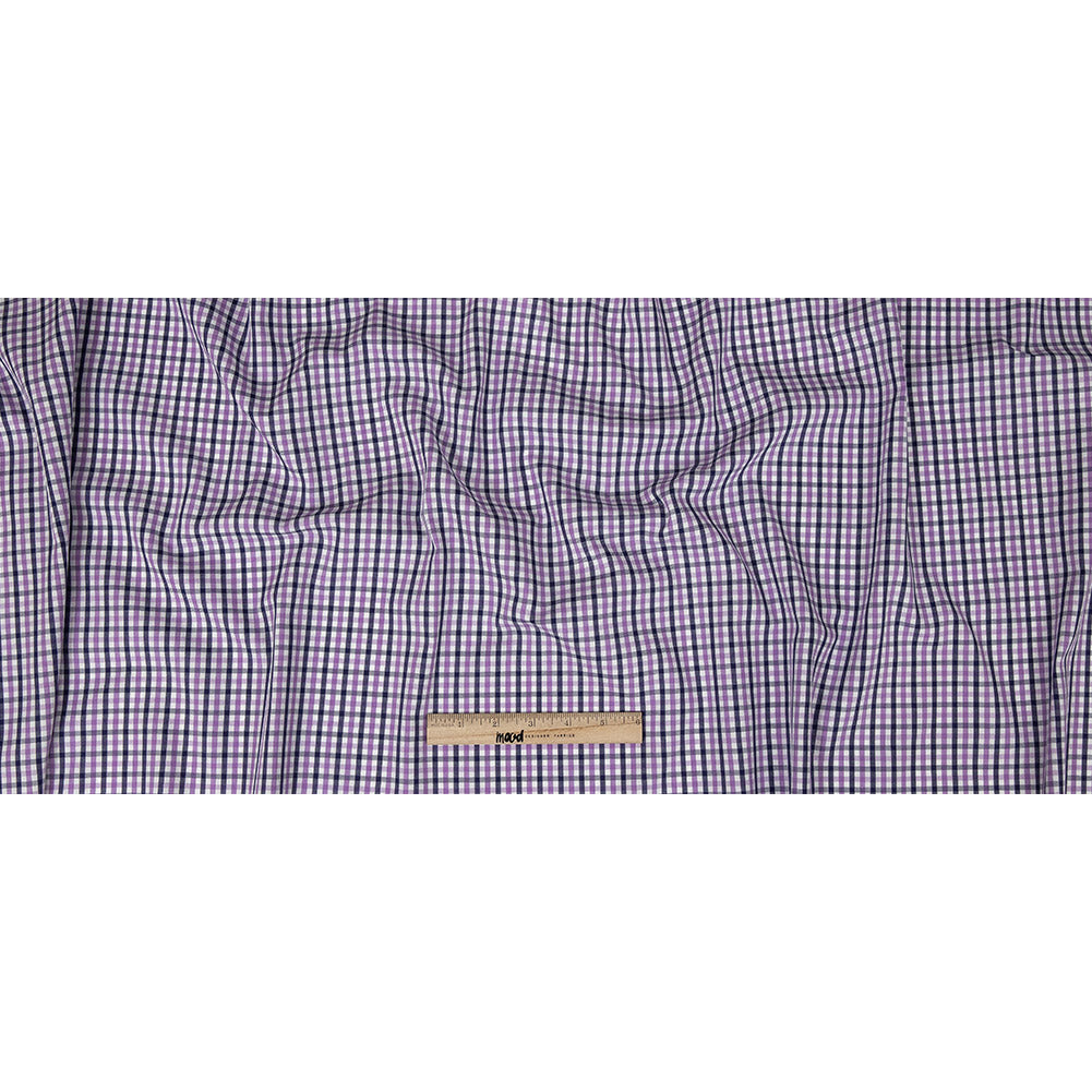Premium Deep Wisteria and Navy Tattersall Checkered Cotton Shirting Full