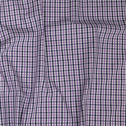Premium Deep Wisteria and Navy Tattersall Checkered Cotton Shirting