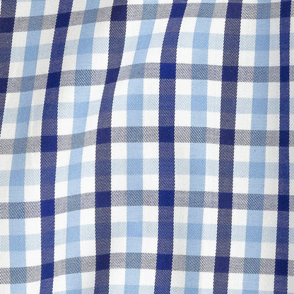Premium Sky Blue and Navy Medium Tattersall Checkered Cotton Shirting Detail