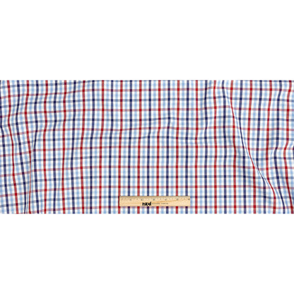 Premium Tomato Puree, White and Blue Medium Tattersall Checkered Cotton Shirting Full