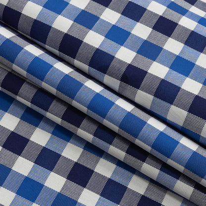 Premium Blueprint and Navy Large Tattersall Checkered Cotton Shirting Folded