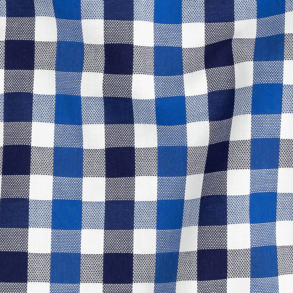 Premium Blueprint and Navy Large Tattersall Checkered Cotton Shirting Detail