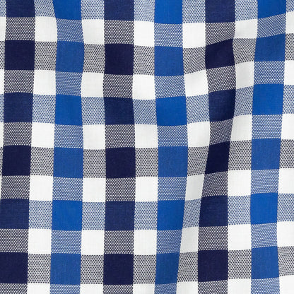 Premium Blueprint and Navy Large Tattersall Checkered Cotton Shirting Detail